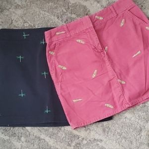 ✨️SET of 2✨️J Crew Mini Skirts Pink Corduroy w/Embroidery & Navy Blue